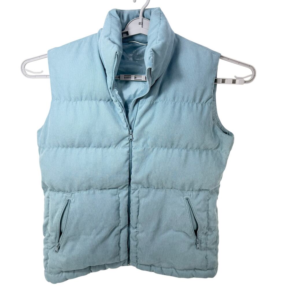 Vineyard Vines Oversized Corduroy Puffer Vest Seabrook Light Blue Size L